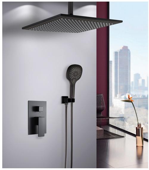 Contemporary Shower Wall Faucet Black Matte Single Handle Under Water Faucet 20.5cm