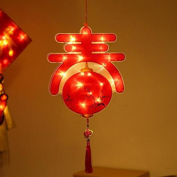 2022 Spring Festival Led Hanging Lights Interface Window Cup Suction Lantern Light Happy Chinese New Year Decorations