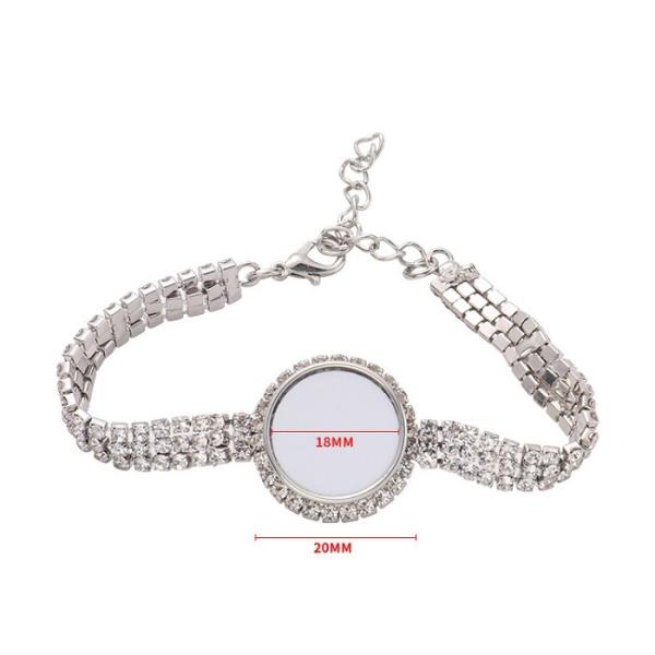 Silver Rhinestone Bracelet Sublimation Metal Charm Bracelet Jewelry Blanks For Valentine'S Day
