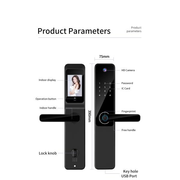 Алюминиевый Туя Умный замок отпечатков пальцев Черный Замок гостиничного номера Электронные дверные замки