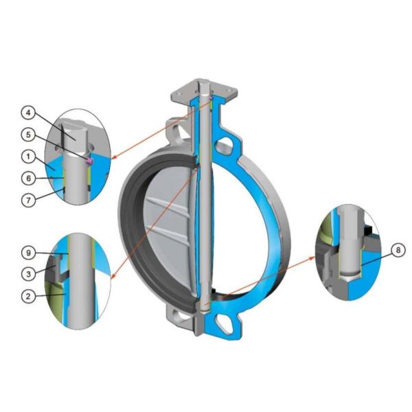 Служить фланцем тип клапан-бабочка волочения вафли диска тела PN16 CI GGG40 клапан-бабочки