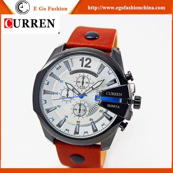 E Go Fashion China Watch Wholesale 2 Subdials Rose Gold 8176 Watch Brown Vintage Watch New
