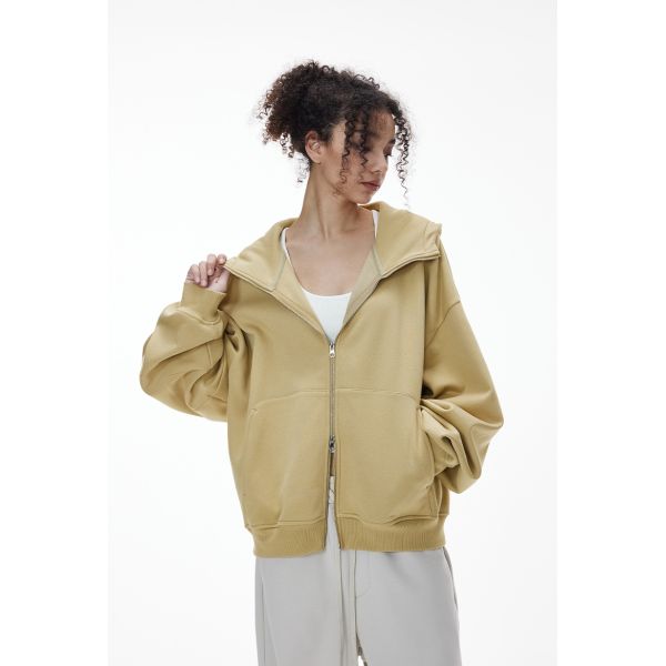 Customized ODM Unisex Curved Sleeve Embroidered Print Knitted Boxy Hoodie Spring 2025 Zipper-Up Windproof Breathable Jacket