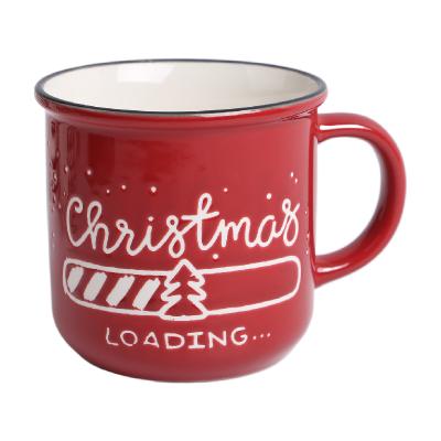 tasse en céramique de Noël de la porcelaine 15oz peinte à la main pour des présents de festival