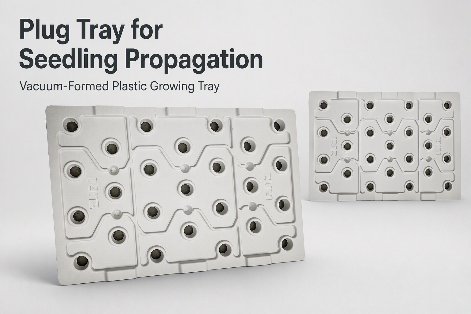 Custom Vacuum Forming Heavy Duty Hydroponic Fodder Polystyrene Nursery Seeding Flat Trays 1020 Tray Black