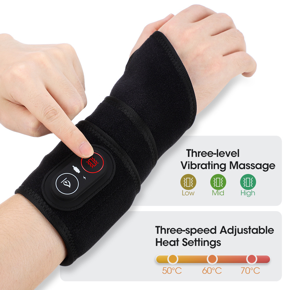 Red Light Therapy Wrist Wrap with 3000mAh Battery and Multi-Level Temperature Adjustment Featuring 36 Red LED Beads