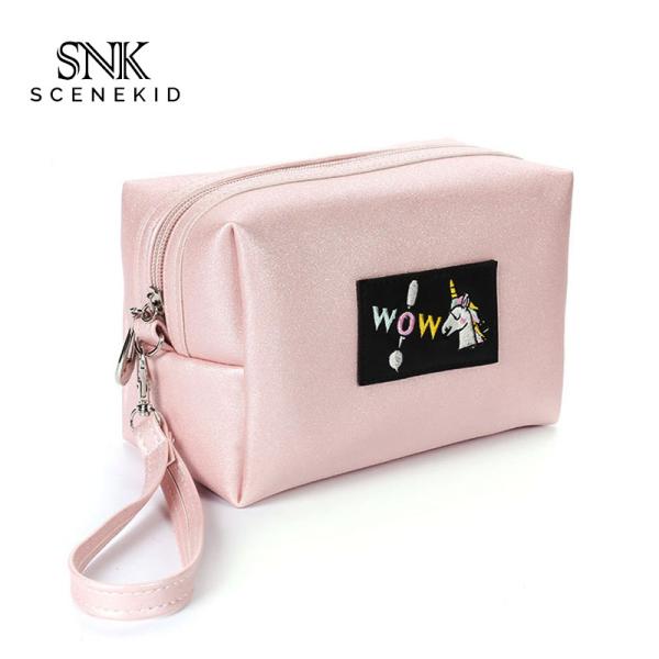 Custom Printed Pure Color Blank Zipper PU Makeup Bag