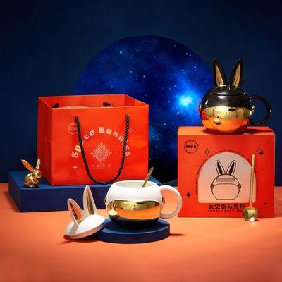 Prêt à expédier en stock Céramique personnalisé mignon 3D visage d'animal en forme de tasses de café en cadeau