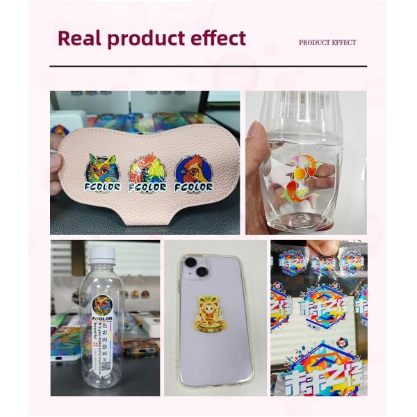 FCOLOR UV DTF Printer Crystal Label UV Color White Double-Sided Small Printer Roll Logo UV Label Glossy