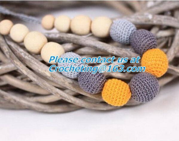 crochet necklace, New Chunky crochet necklace, Mint blue and cream nursing necklace