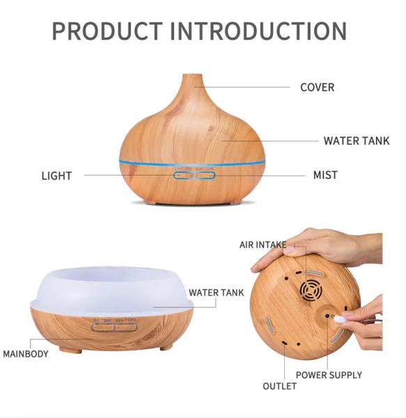 500 ml de grande capacidade difusor de aromas ultra-sônicos Aromaterapia controle remoto Óleos essenciais silenciosos Umidificador de ar