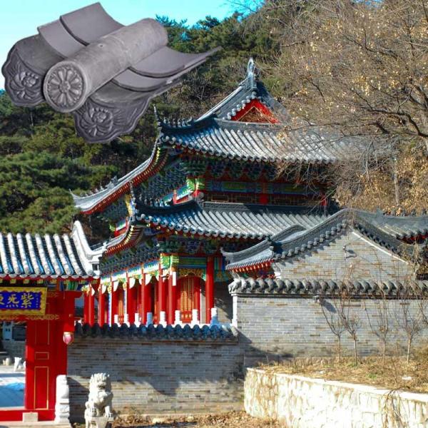 Буддийский монастырь строя китайское заволакивание крыши виска черепиц глины