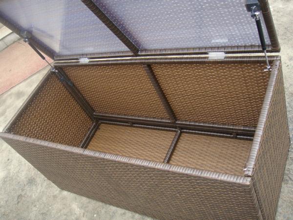 Brown All Weather Patio KD Resin Wicker Storage Box With Air Pump