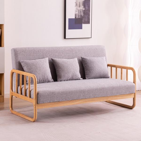 Upholstered Armrest Kid Sofa Solid Wood Loveseat 3 Seater Couch Linen Material Living Room Chair for Reading Accent