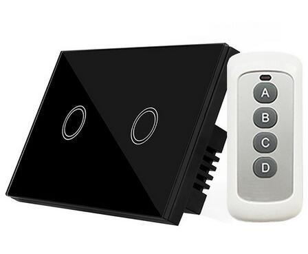 US / AU Standard Touch Wall Switch 2 gang Black/white Crystal Glass Panel Touch Screen Light Switches AC 110-240V