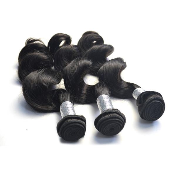 22 Inch Peruvian Virgin Hair / Natural Black Loose Wave Hair Bundles