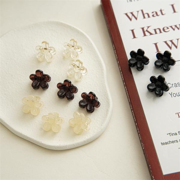 2 cm mini resin flower clip girls kids accessories DIY side clip transparent trumpet hair splinter clip
