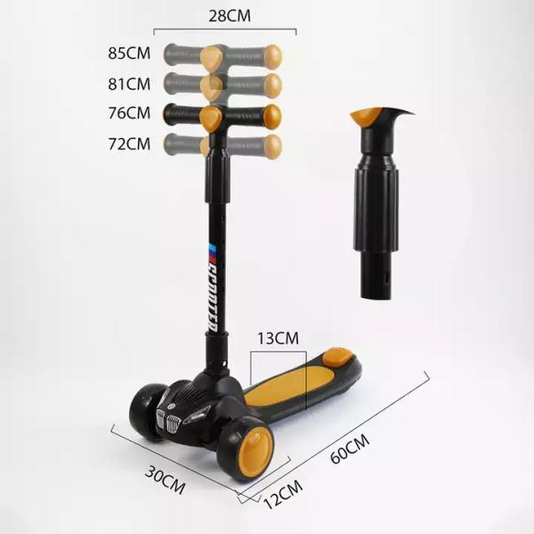 Multi Mode Sensitive Braking 3 Wheel Foot Stroller Plastic PU Adjustable Kids Scooter