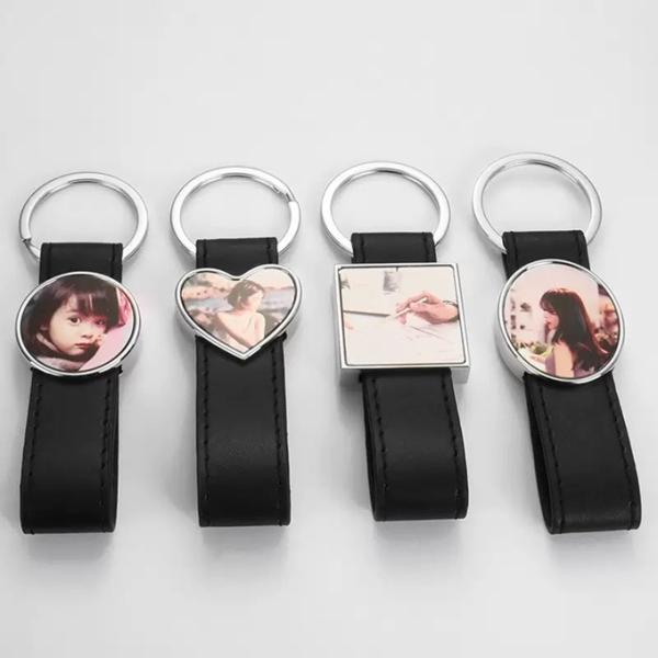 Custom Leather Strap Sublimation Key Chain DIY Printing Photo Metal Keychain Gift