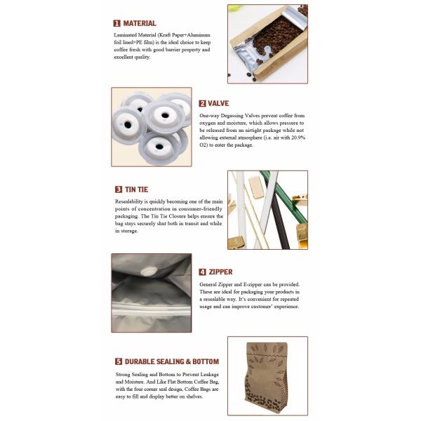 Coffee Bean Aluminum Foil Gusseted Plastic Bags Stand Up Large Capacity Display,customized,10 colors