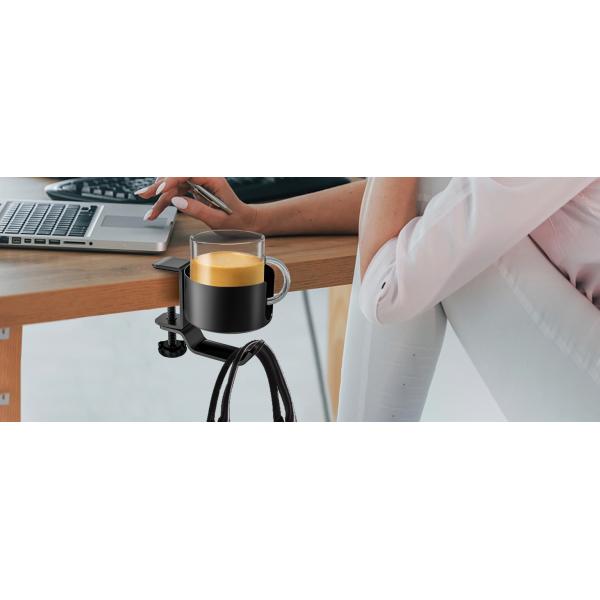 Desk Cup Holder with Headphone Hanger Keep Your Drinks and Headphones in Place