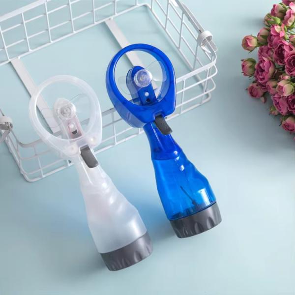 Battery Powered Summer Outdoor Travel Hand Held Standing Mini Portable Water Mist Spray Bottle Cooling Fan with Water Tank