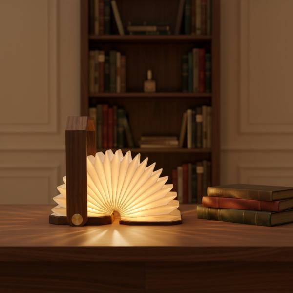 Wooden Handheld LED Ginkgo Accordion Light Reading Lamp 4100K Eco Friendly
