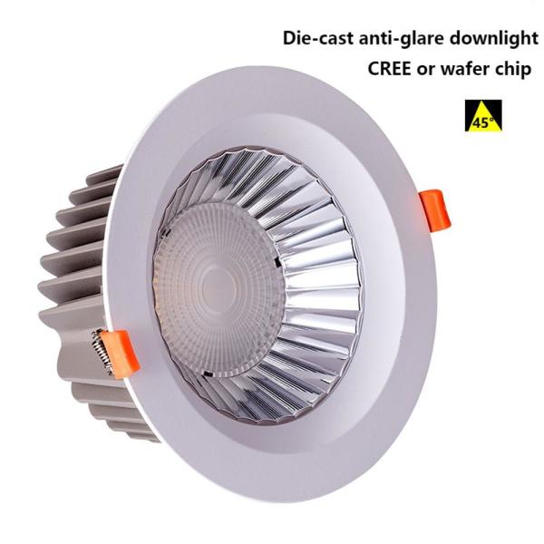 90Ra CRI LED Ceiling Downlight 40W 4000K With 15 30 45 Degree Lighting Angle