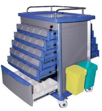 ABS  Medicine Trolley with double side drawers medical trolley cart 