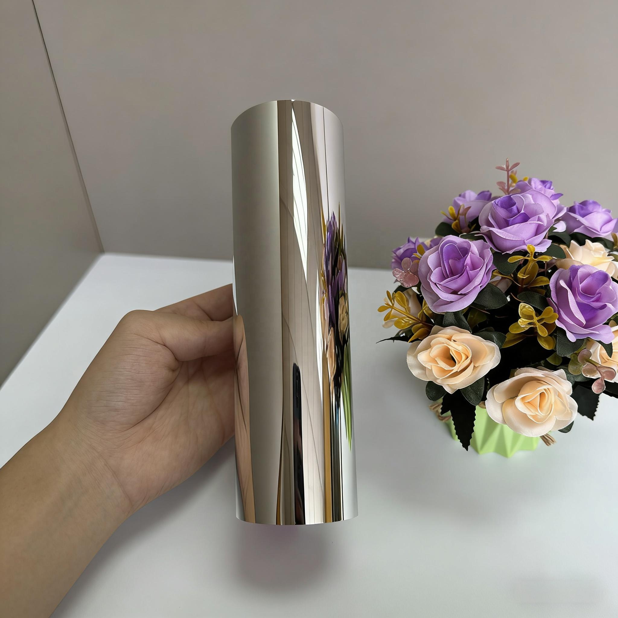 Flexible PET Mirror Film 0.11mm & 0.188mm High Brightness Self Adhesive Optional DIY Hand Cut Mirror Sheet For Craft Lamp Reflector Teaching Aids Custom Size Wholesale OEM