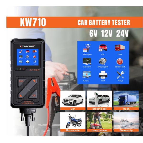 KONNWEI 6v 12v 24v Lead Acid Battery Tester For Truck Car Motorcycle