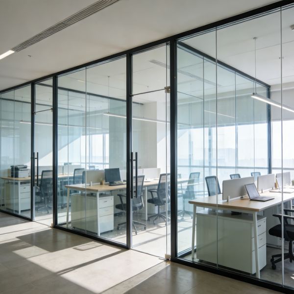 Modern Black Transparent Glass Office Partitions Wall for Meeting Rooms and School
