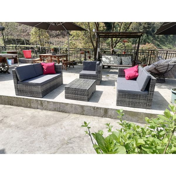 All Weather PE Wicker Rattan Outdoor Sectional Furniture L-Shaped Corner Patio Sofa Conversation Outdoor Furniture Set