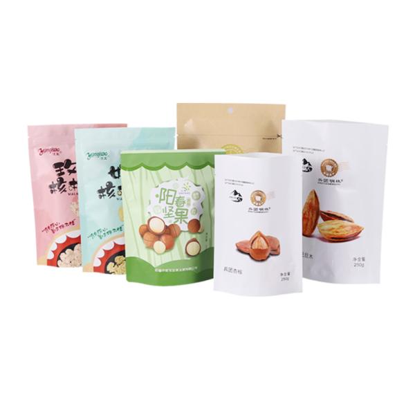 Plastic Stand-Up Pouch Food Packaging Bag For Self-Sealing Biodegradable Paper Bag