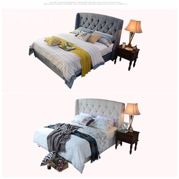 Headboard Upholstered Fabric King Wooden Bed