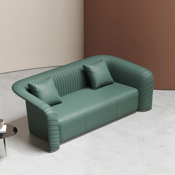 HD Sponge Hotel Lobby Furniture Luxury Sofa Sets With Green Leather