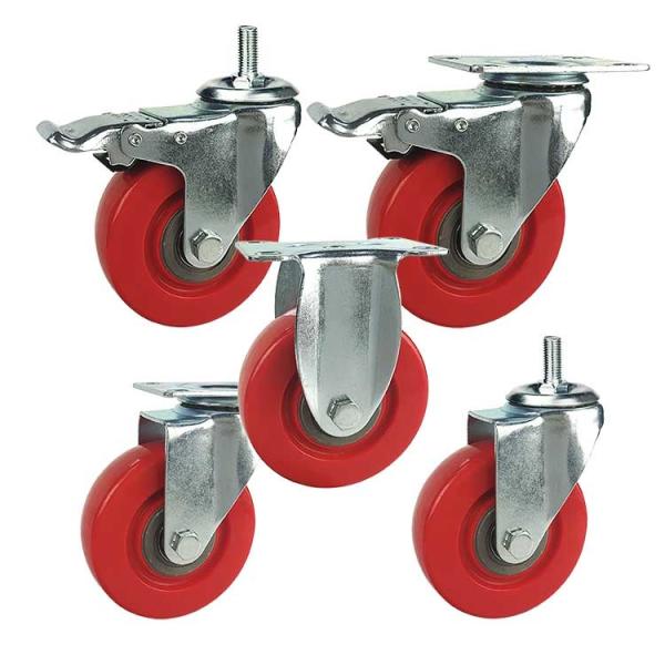 Rouleaux de charge moyenne gris/rouge/bleu/orange/vert/blanc avec type de frein à verrouillage latéral et capacité de charge de 300 lb