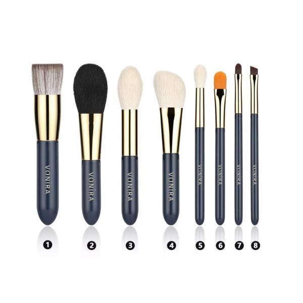 Естественный логотип метки частного назначения набора щеток макияжа перемещения волос 8Pcs козы мини оптовый