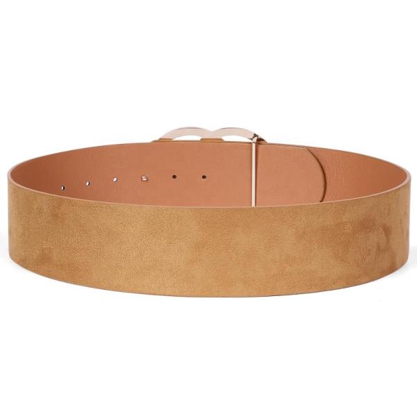 Gold Buckle Wide Skinny Leather Belt 2.31in Women Dress Classic Stylish
