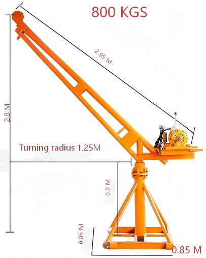 Fixed Mini Electric Hoist Crane Construction Roof Small Lift Crane With Efficient Motor