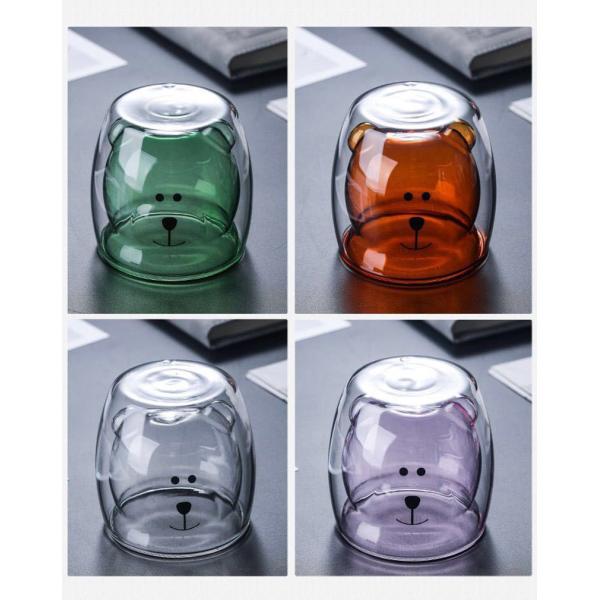 Heat Resistant Bear Handmade 250ml Double Wall Glass Mug