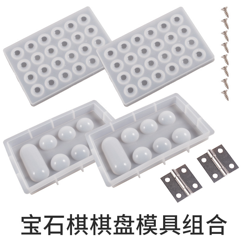 Crystal Drop Glue Mankara Chessboard Chess Resin Mold Set Return to Warehouse Gemstone Chess Parent Child Game Silicone Mold