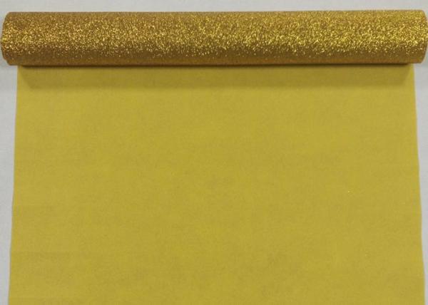 80gsm Champagne Gold Glitter Fabric , Shiny Thick Gold Glitter Fabric