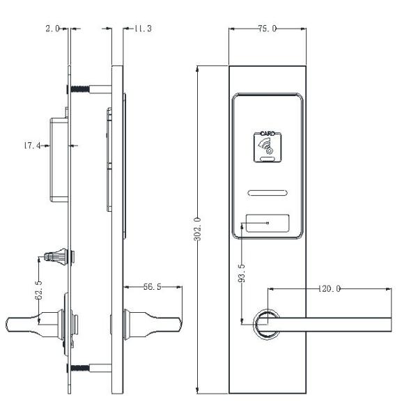 L'hôtel de DC6V RFID ferme à clef la serrure de porte de mot de passe de lecture de l'acier inoxydable 3cm