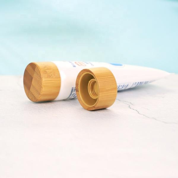 ISO2000 Hot Selling Bamboo Screw Cap Lid Custom Cosmetic Bamboo Cap For Tube