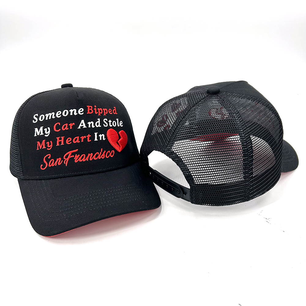 Cotton Mesh 5 Panel Trucker Cap Embroidered Baseball Custom Snapback Cap