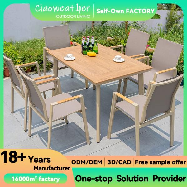 Modern Outdoor Furniture Garden Restaurant Paris Bistro Dining Set with Aluminum Frame and Portable Folding Chairs