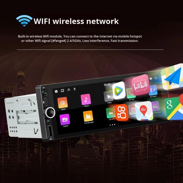 Creatall 6.86 Inch All-In-One Wireless Dashboard Carplay Smart Android GPS Navigation HD Reversing Image for Bluetooth