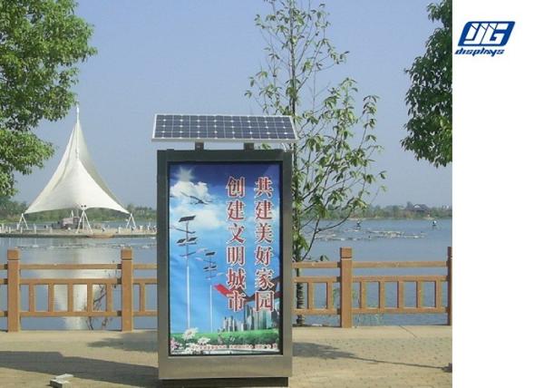 Lockable Solar Powered Light Box , Outdoor Advertising Light Box For Street Pillar