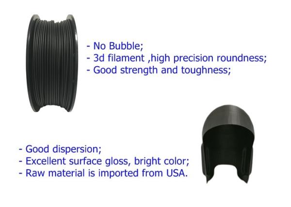 Black Carbon Fiber 3D Printer Filament , 3d Printing Filament 1.75mm 2.85mm
